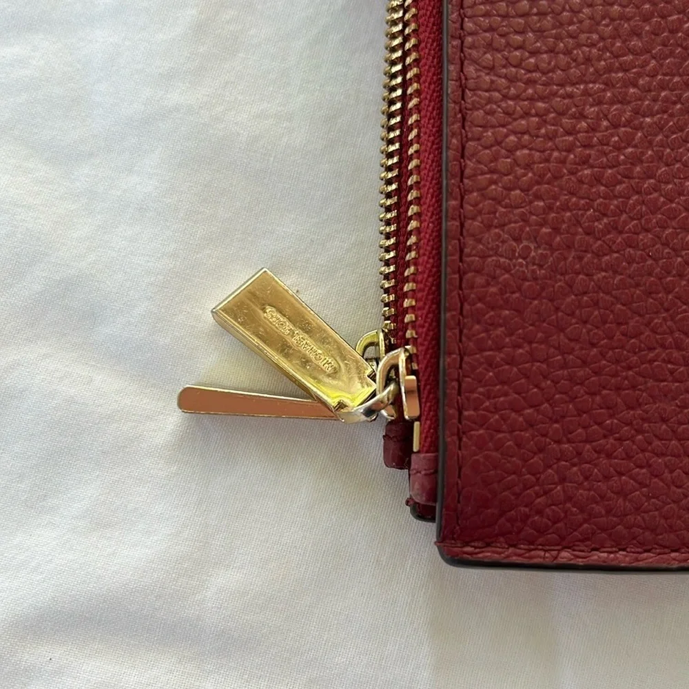Michael Kors Dark Red Wallet with Gold Details